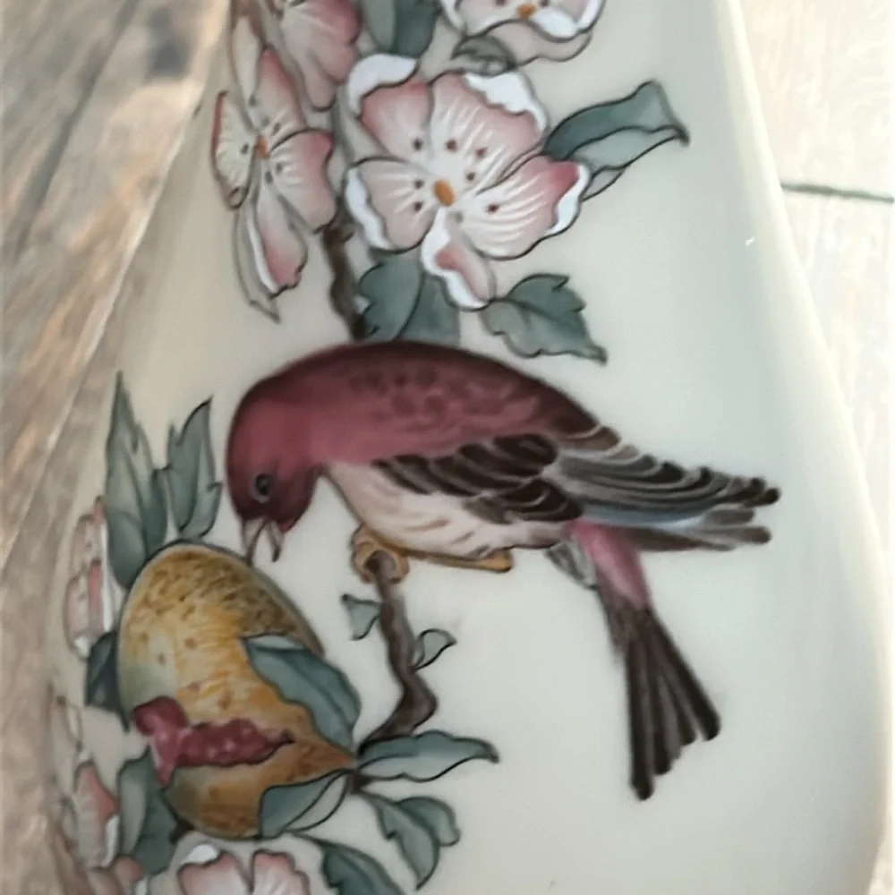 Lenox Serenade‎ Bud Vase Spring Cherry Blossom Bird Fruit 24k Gold Trim Flowers